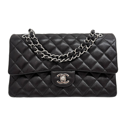 Classic Double Flap 2018-2019 Matelasse Black-Brown Caviar Leather Shoulder Bag