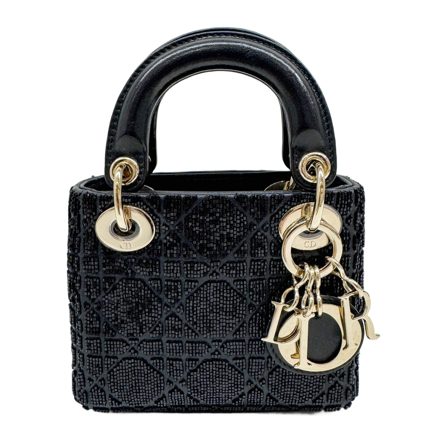 Micro Lady Dior Black Beaded Two Way Bag
