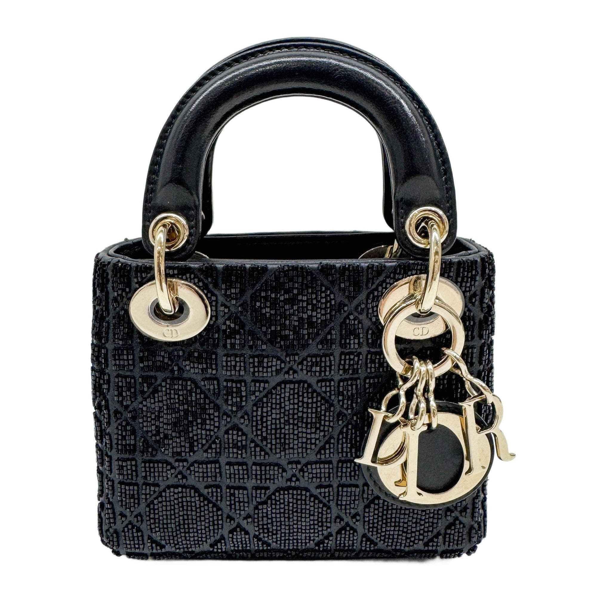 Micro Lady Dior Black Beaded Two Way Bag