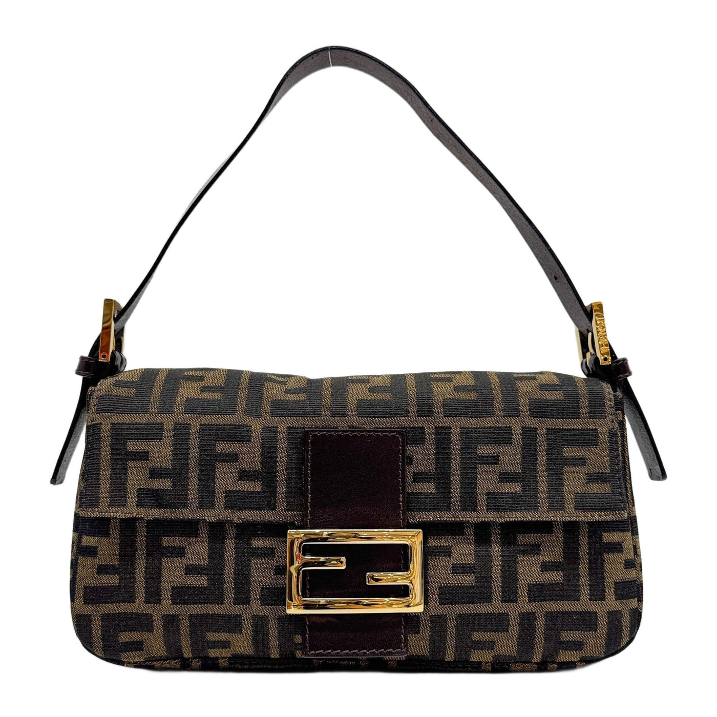 Baguette Brown Zucca Canvas Shoulder Bag