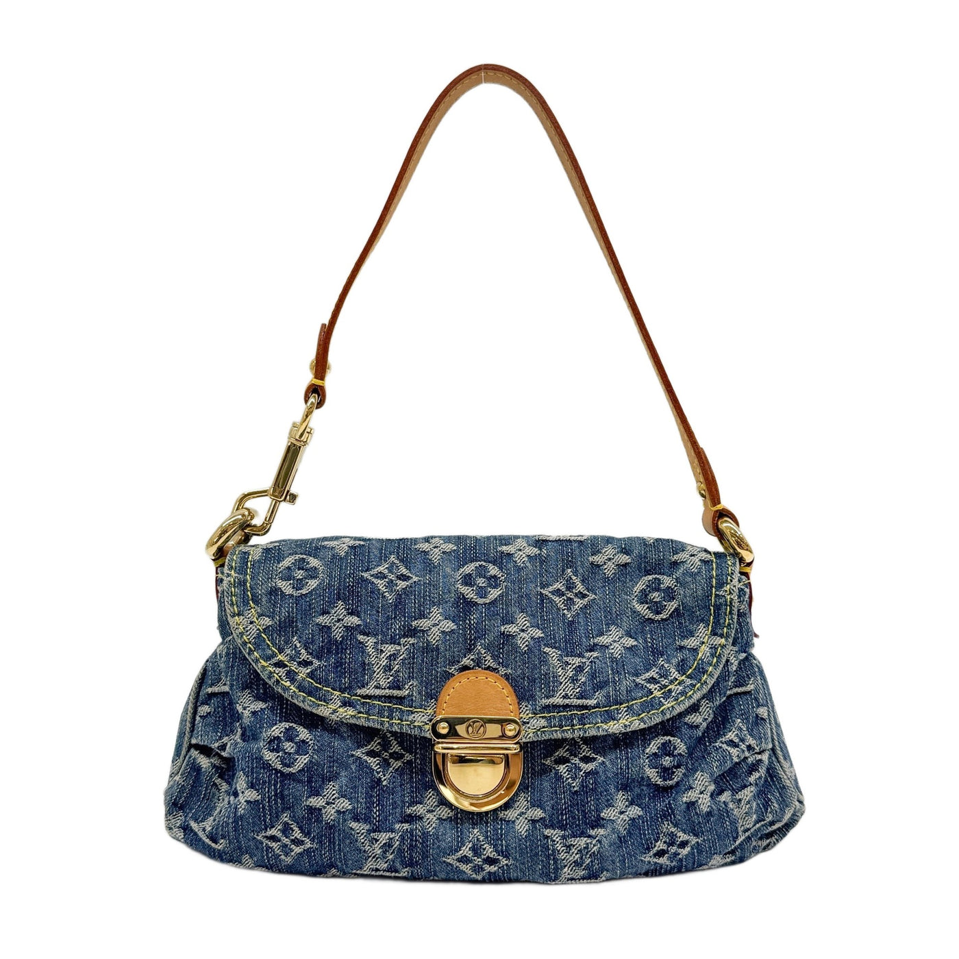 Neo Pleaty Blue Monogram Denim Shoulder Bag