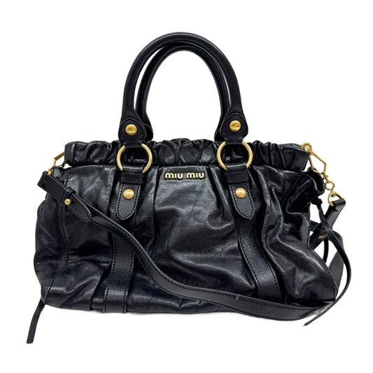 Mini Vitello Black Leather Two Way bag