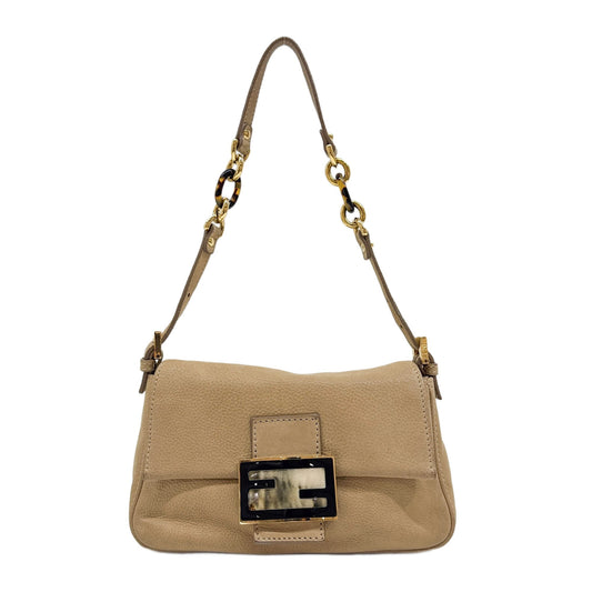 Mini Mamma Baguette Beige Leather Shoulder Bag