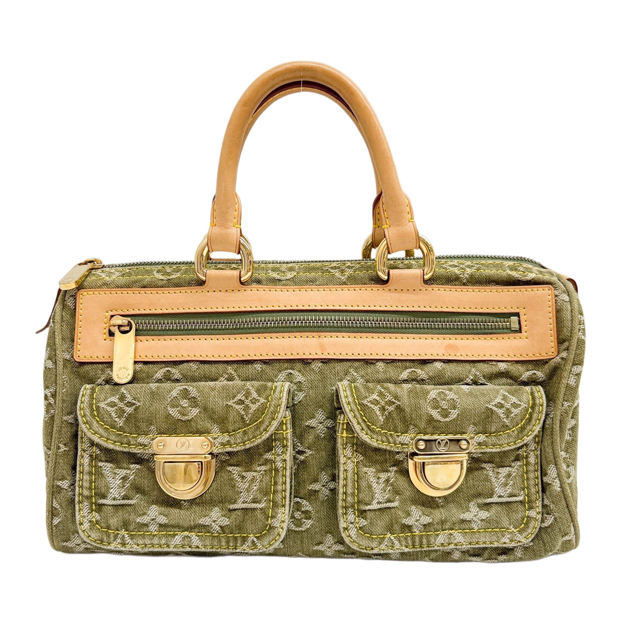 Neo Speedy Kahki Monogram Denim Hand Bag