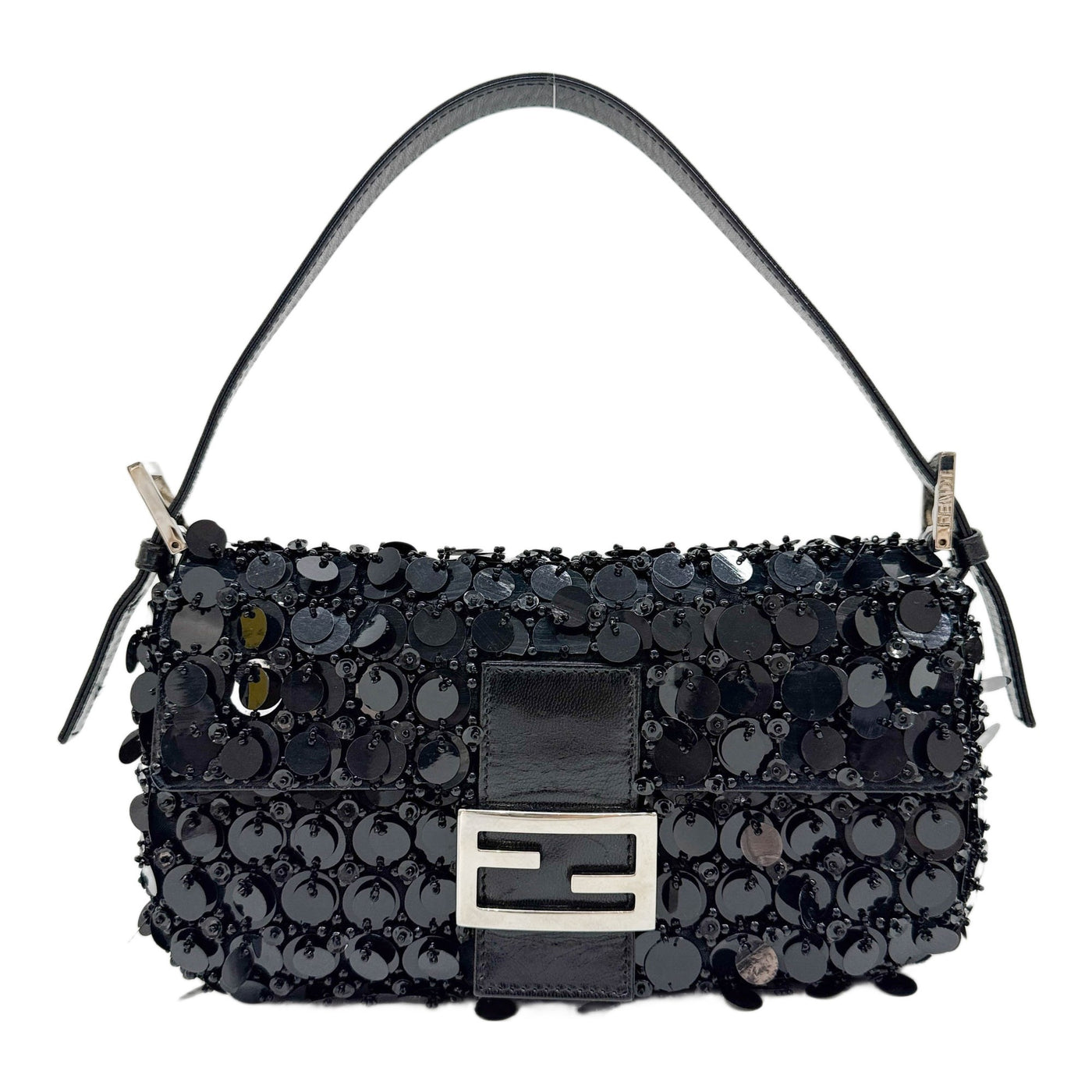 Baguette Black Sequin Shoulder Bag