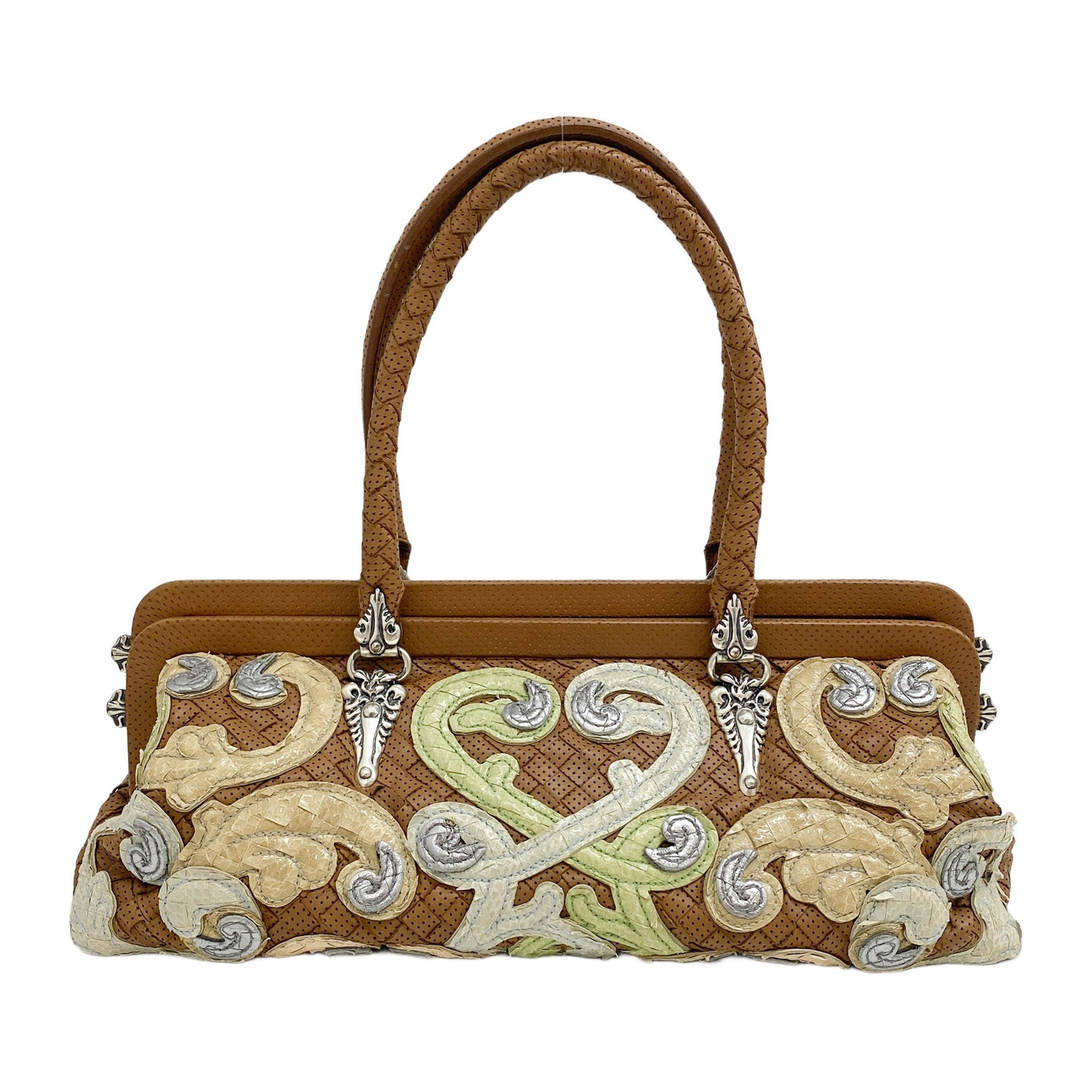 Limited Edition Doctor Bag Snakeskin Detail Brown Perforated Leather Handle Bag