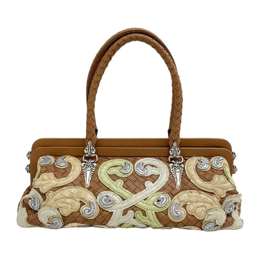 Limited Edition Doctor Bag Snakeskin Detail Brown Perforated Leather Handle Bag