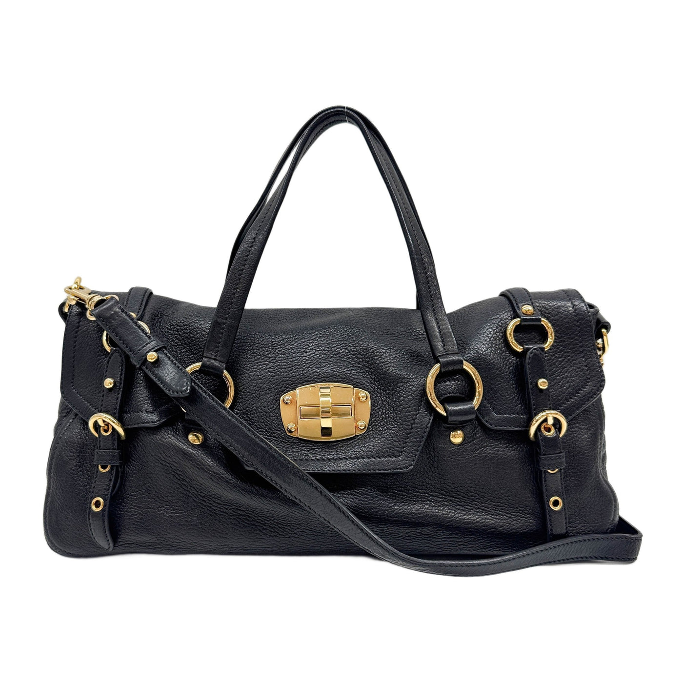 Black Leather Two Way Bag