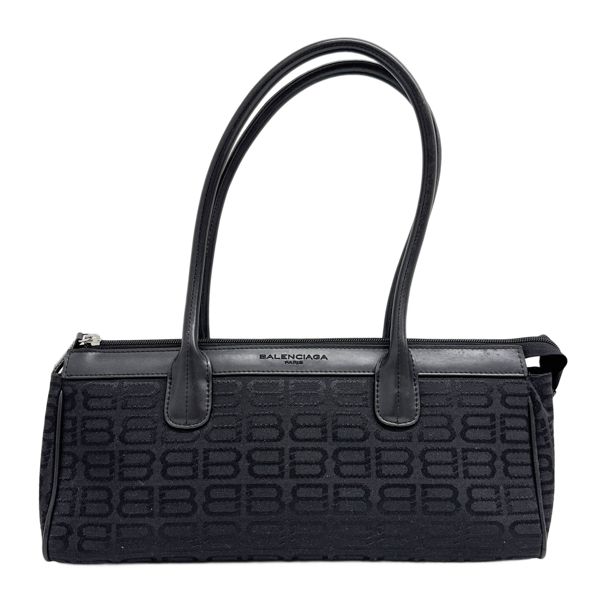 Black BB Monogram Canvas Shoulder Bag