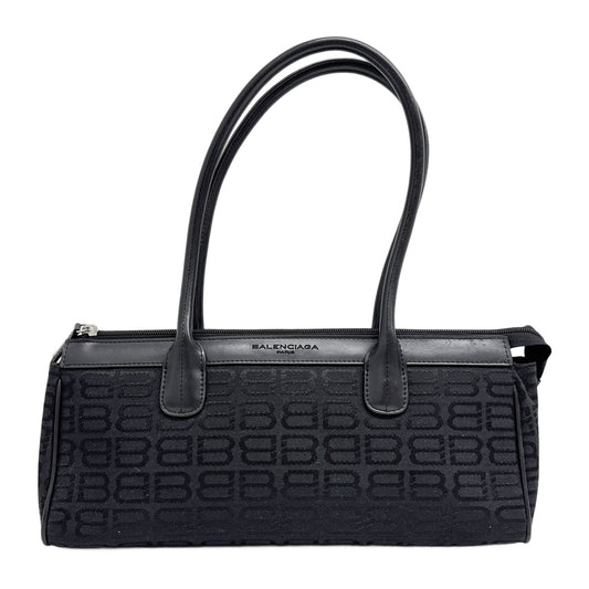 Black BB Monogram Canvas Shoulder Bag
