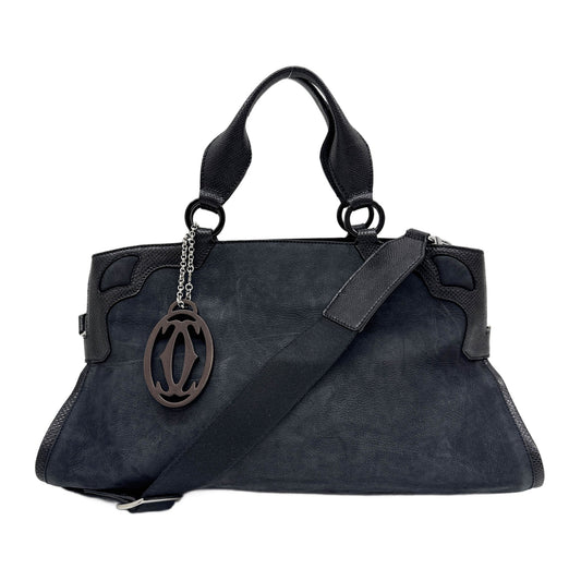 Marcello Python Embossed Trim Black Leather Two Way