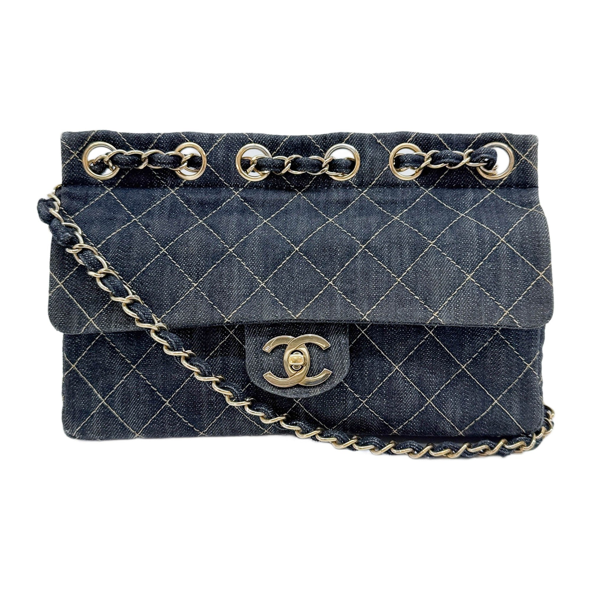 2005-2006 Matelasse Navy  Denim Chain Shoulder Bag