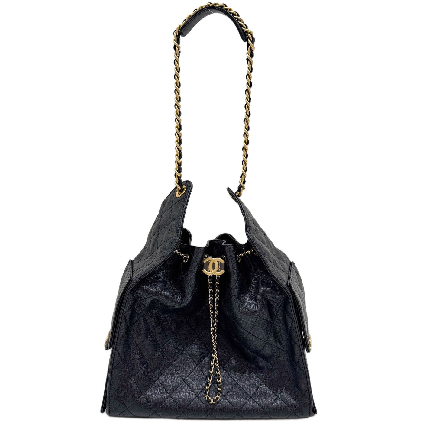 Chanel 25 2021-2026 Matelasse Black Leather Shoulder Bag
