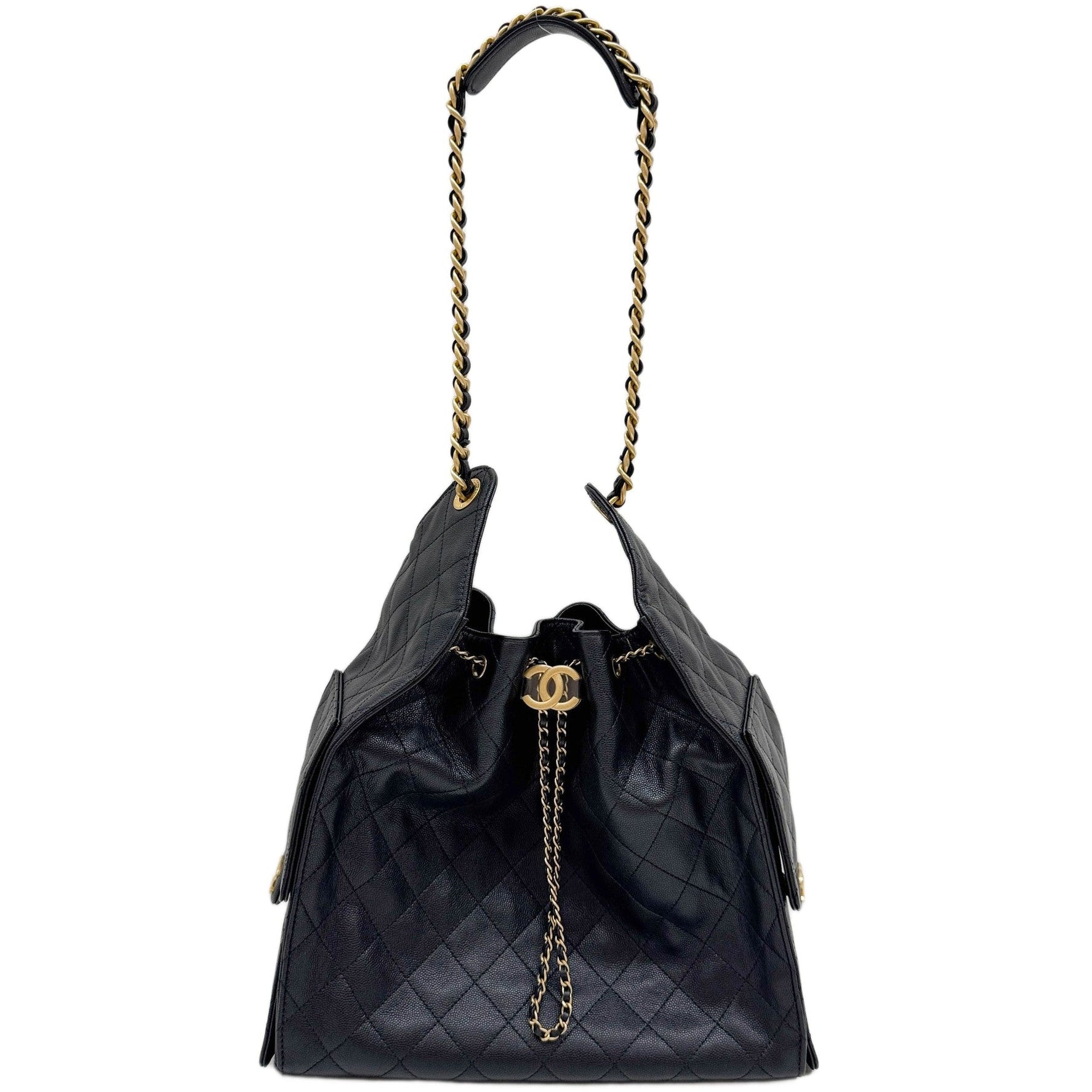 Chanel 25 2021-2026 Matelasse Black Leather Shoulder Bag