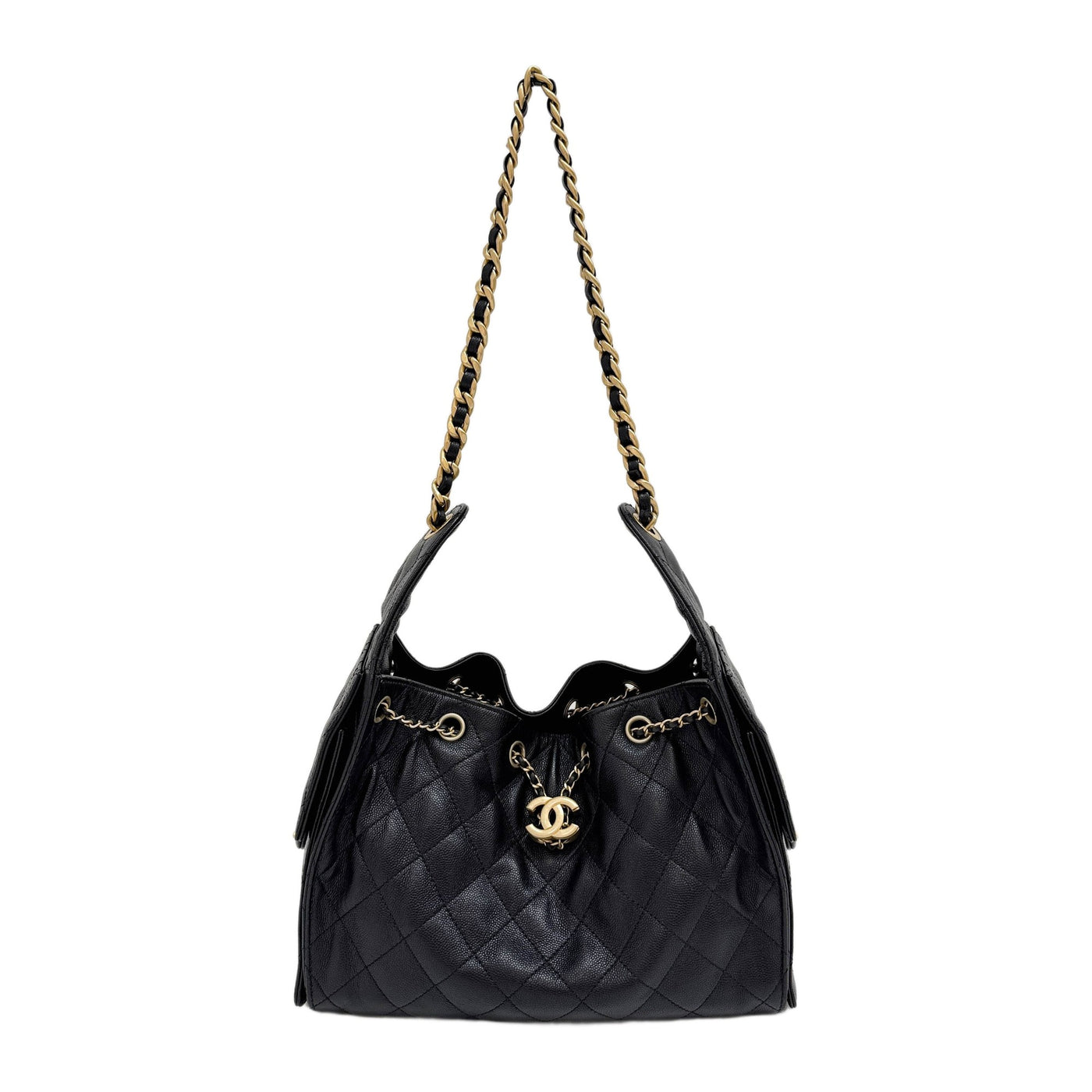 Chanel 25 2021-2026 Matelasse Black Leather Shoulder Bag