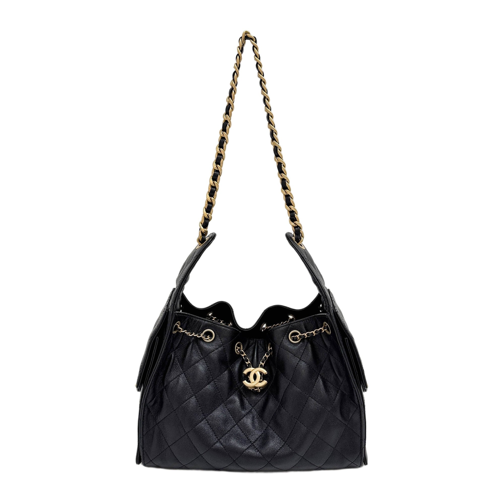 Chanel 25 2021-2026 Matelasse Black Leather Shoulder Bag