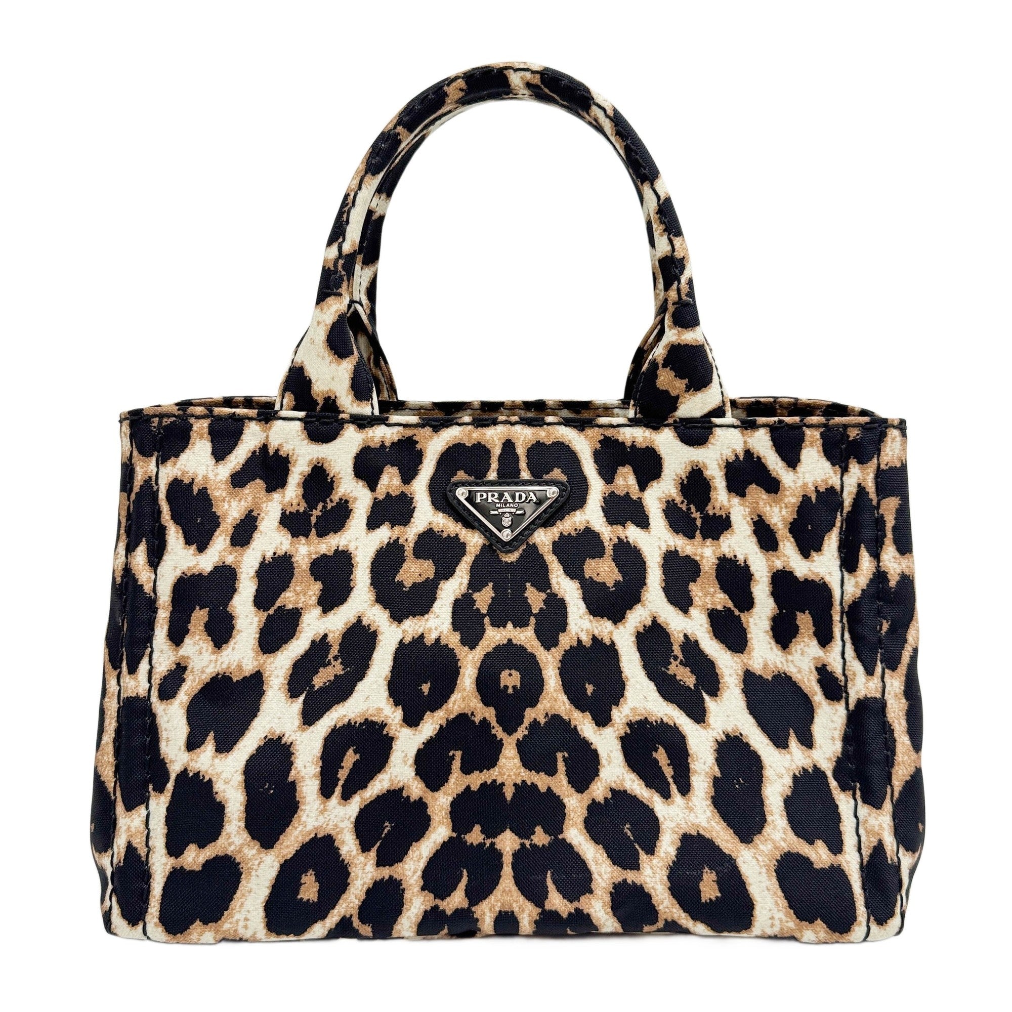 Brown Leopard Print Canvas Two Way Bag