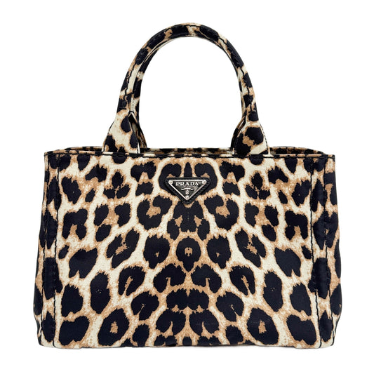 Brown Leopard Print Canvas Two Way Bag