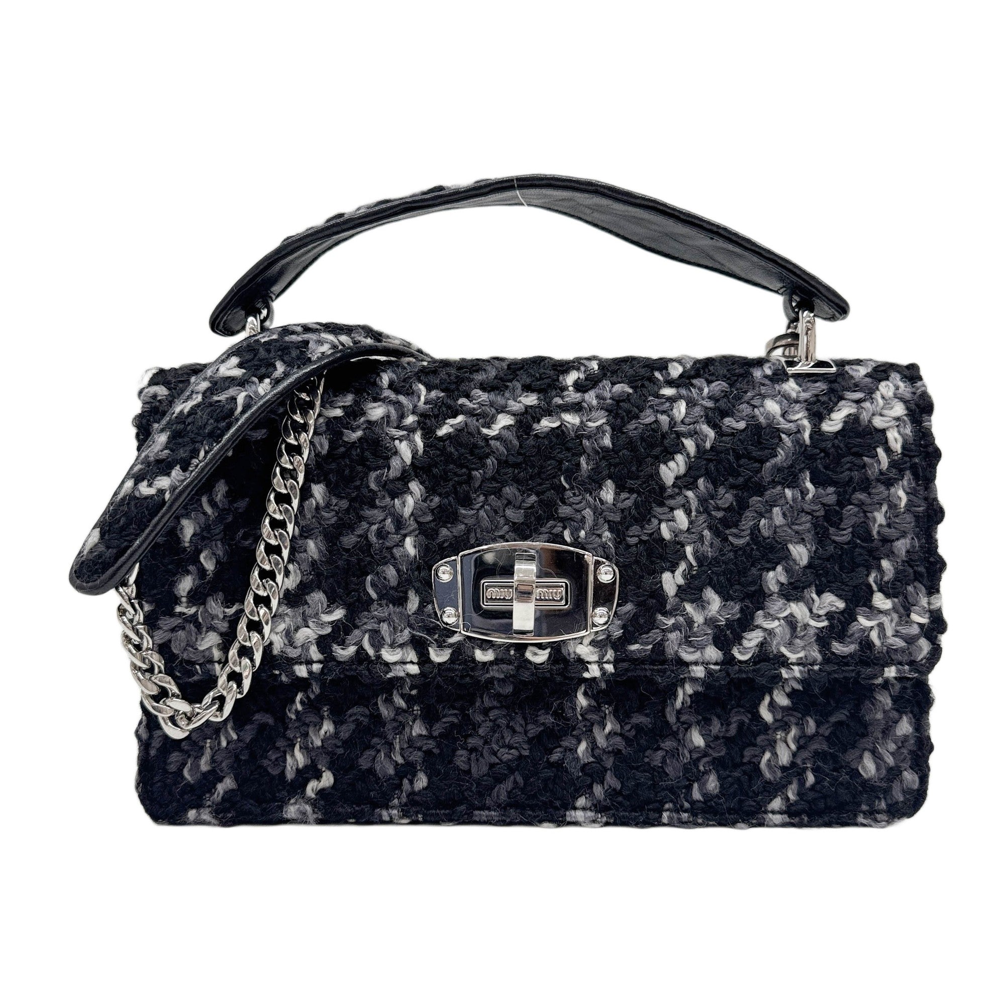 Black & Grey Wool Two Way Bag