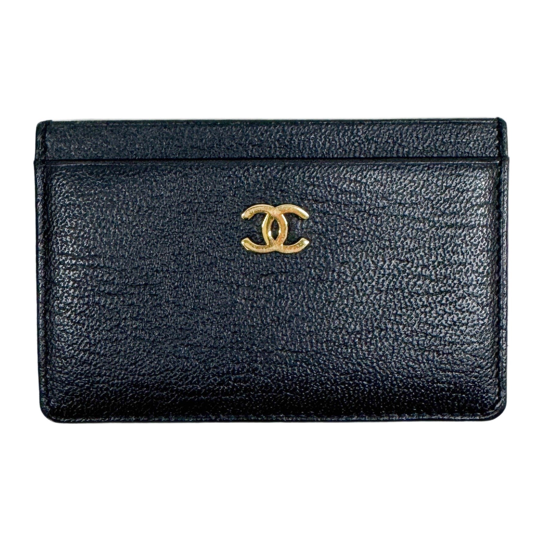 2002-2003 Small Coco Mark Black Leather Card Holder Wallet