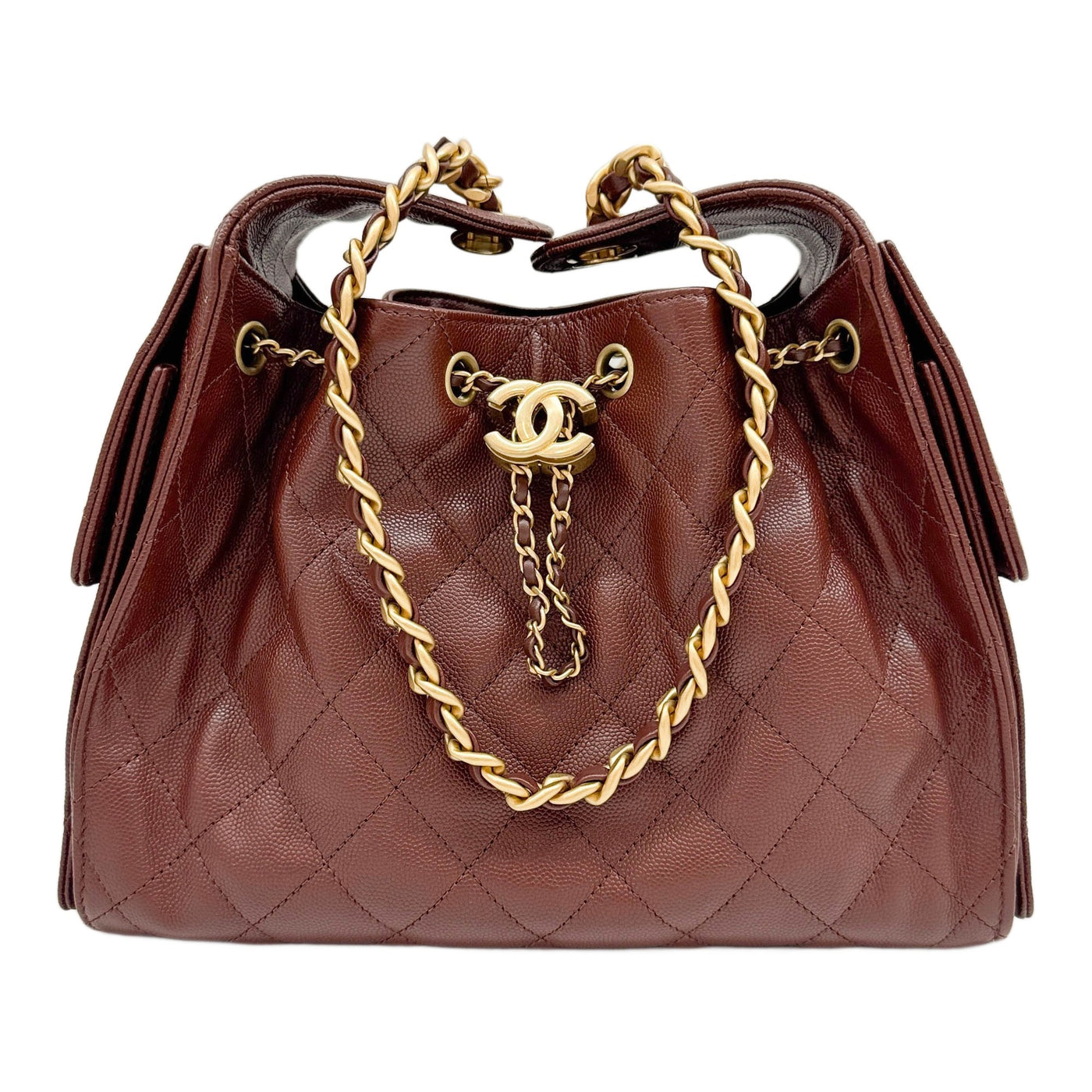 Chanel 25 2021-2026 Matelasse Brown Leather Shoulder Bag