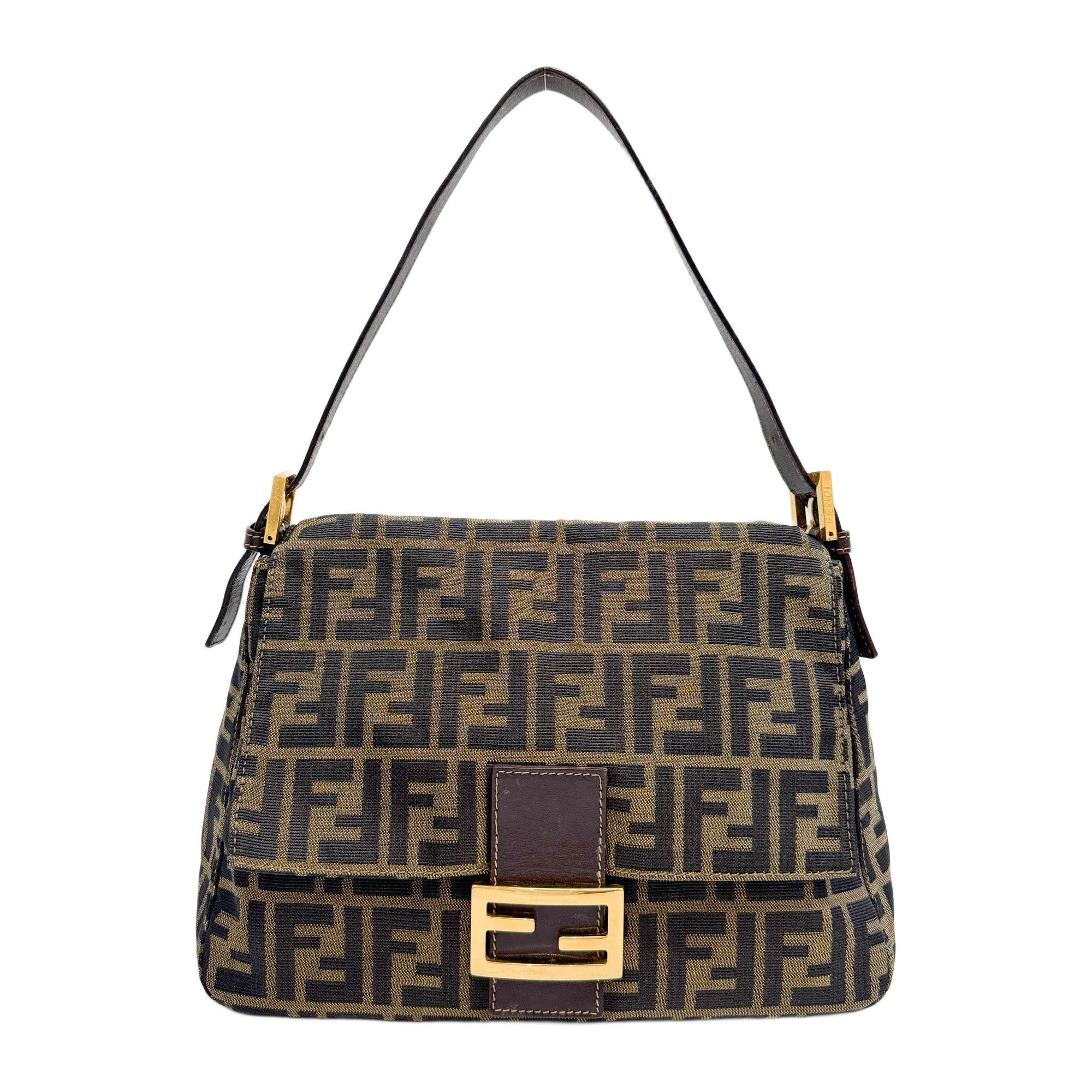 Mamma Baguette Brown Zucca Canvas Shoulder Bag