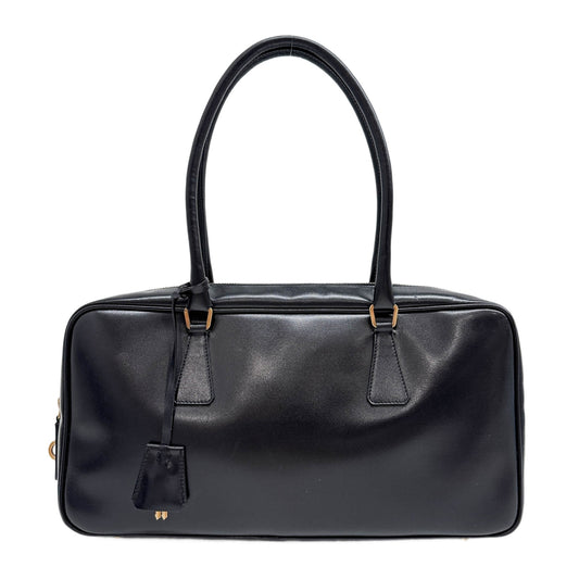 Boston Black Leather Shoulder Bag