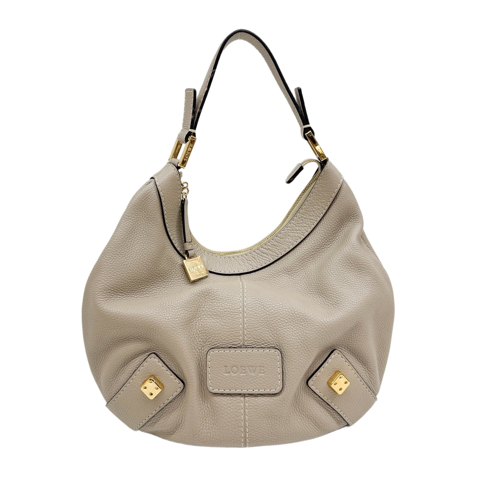 New Road Grey Leather Shoulder Bag