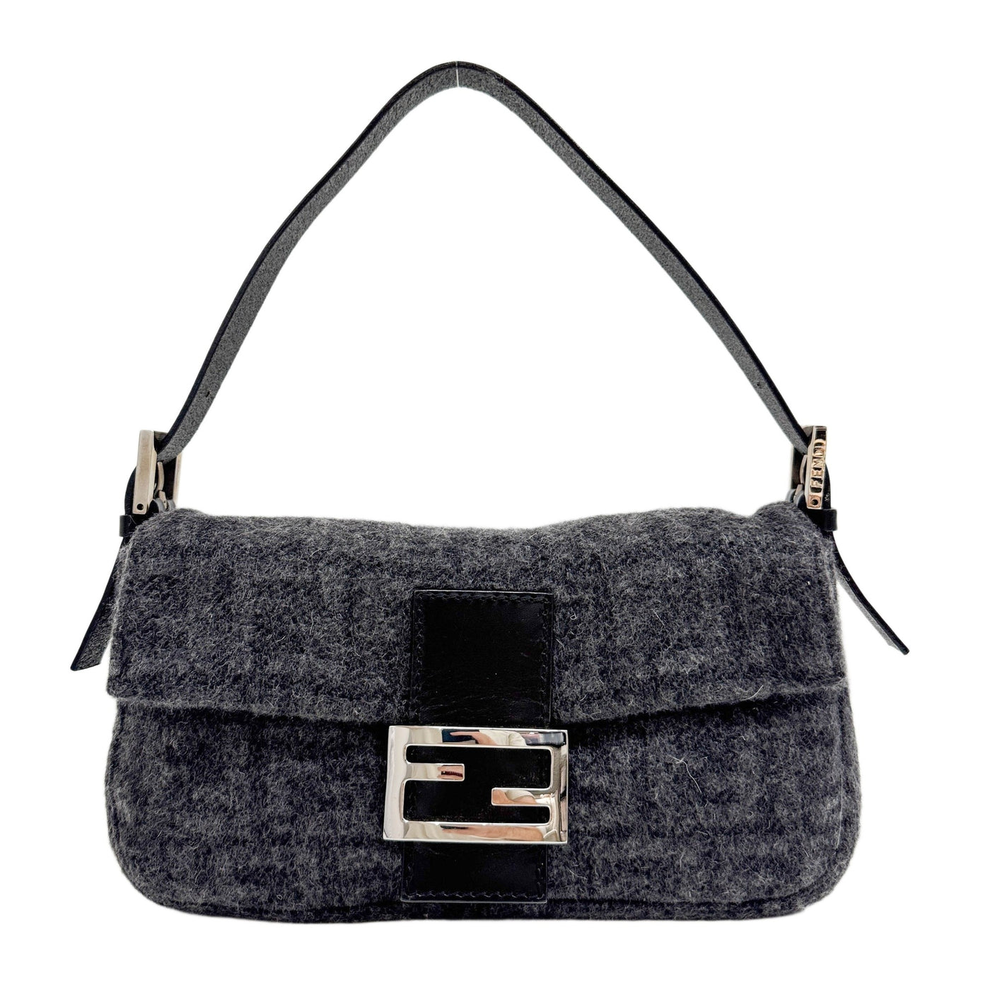 Baguette Grey Wool Shoulder Bag