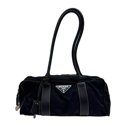 Mini Boston Black Nylon Shoulder Bag