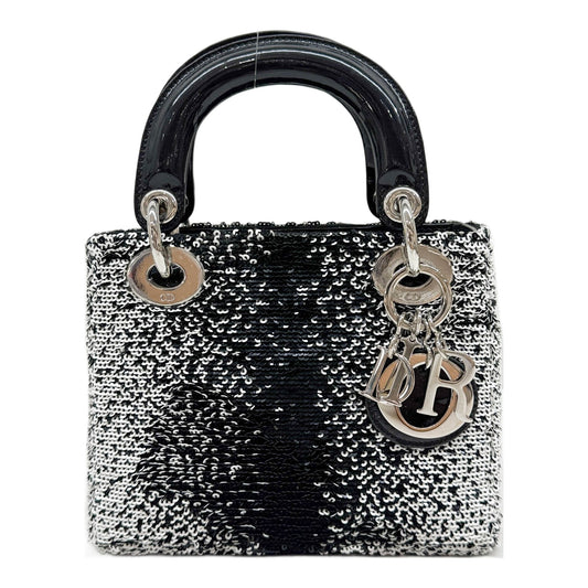 Mini Lady Dior Black and White Sequin Two Way Bag