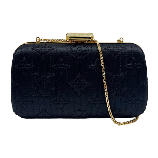 Motard Minaudiere Monogram Stiching Black Satin Two Way Bag