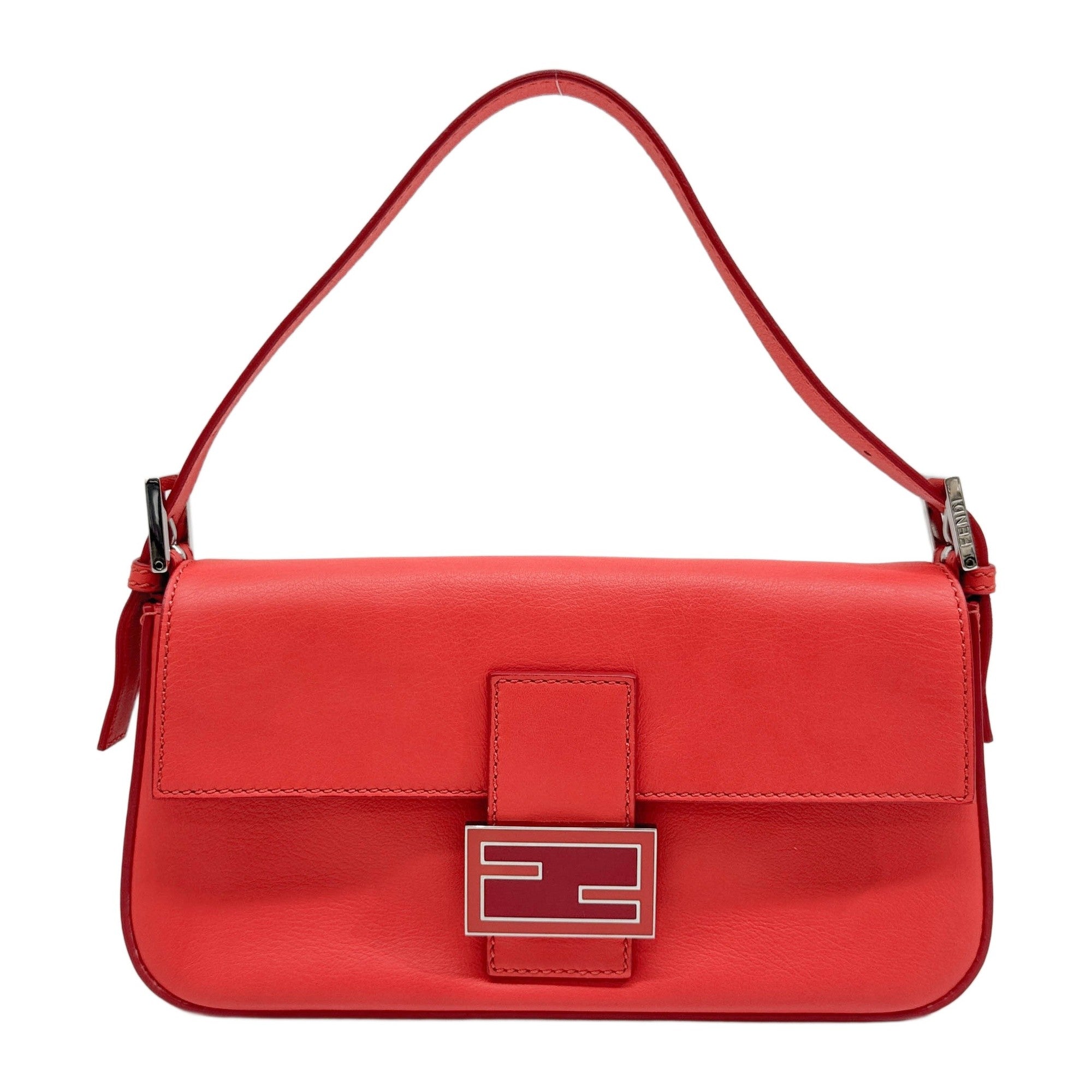 Baguette Deep Orange Leather Shoulder Bag