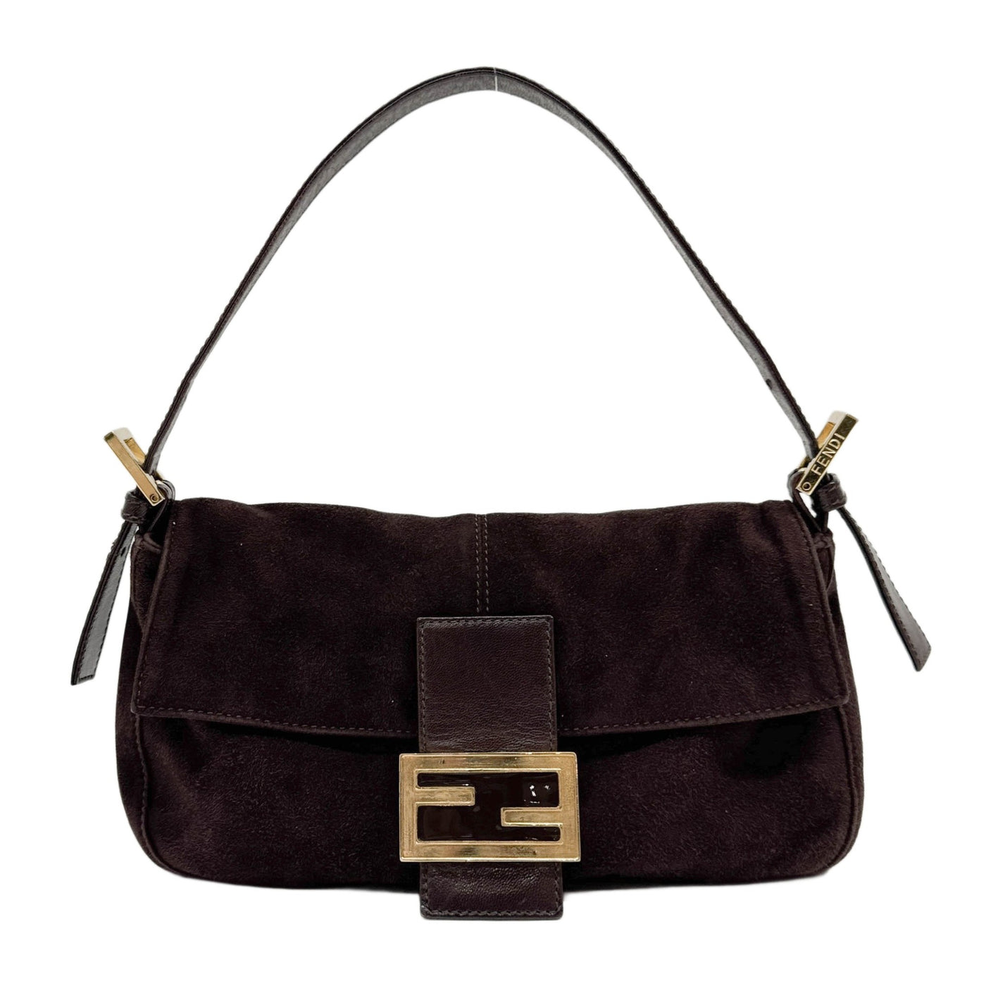 Baguette Brown Suede Shoulder Bag