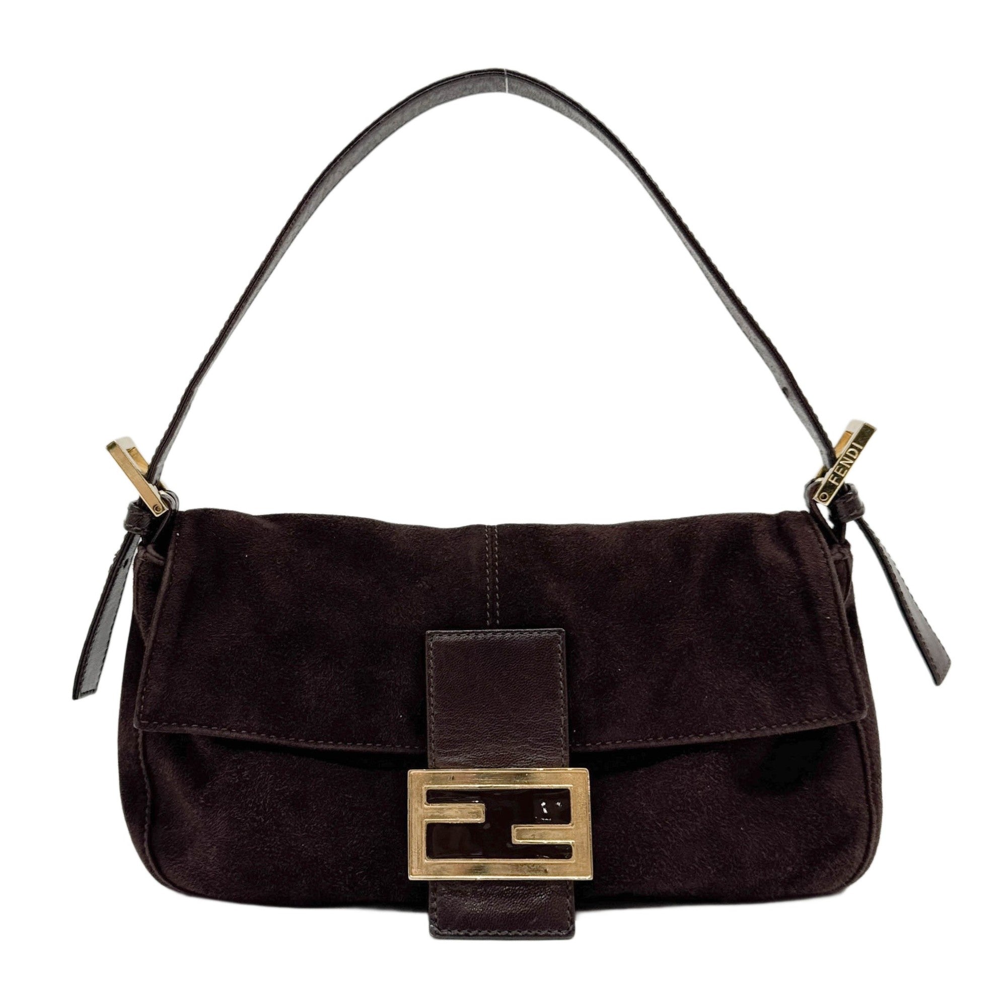 Baguette Brown Suede Shoulder Bag