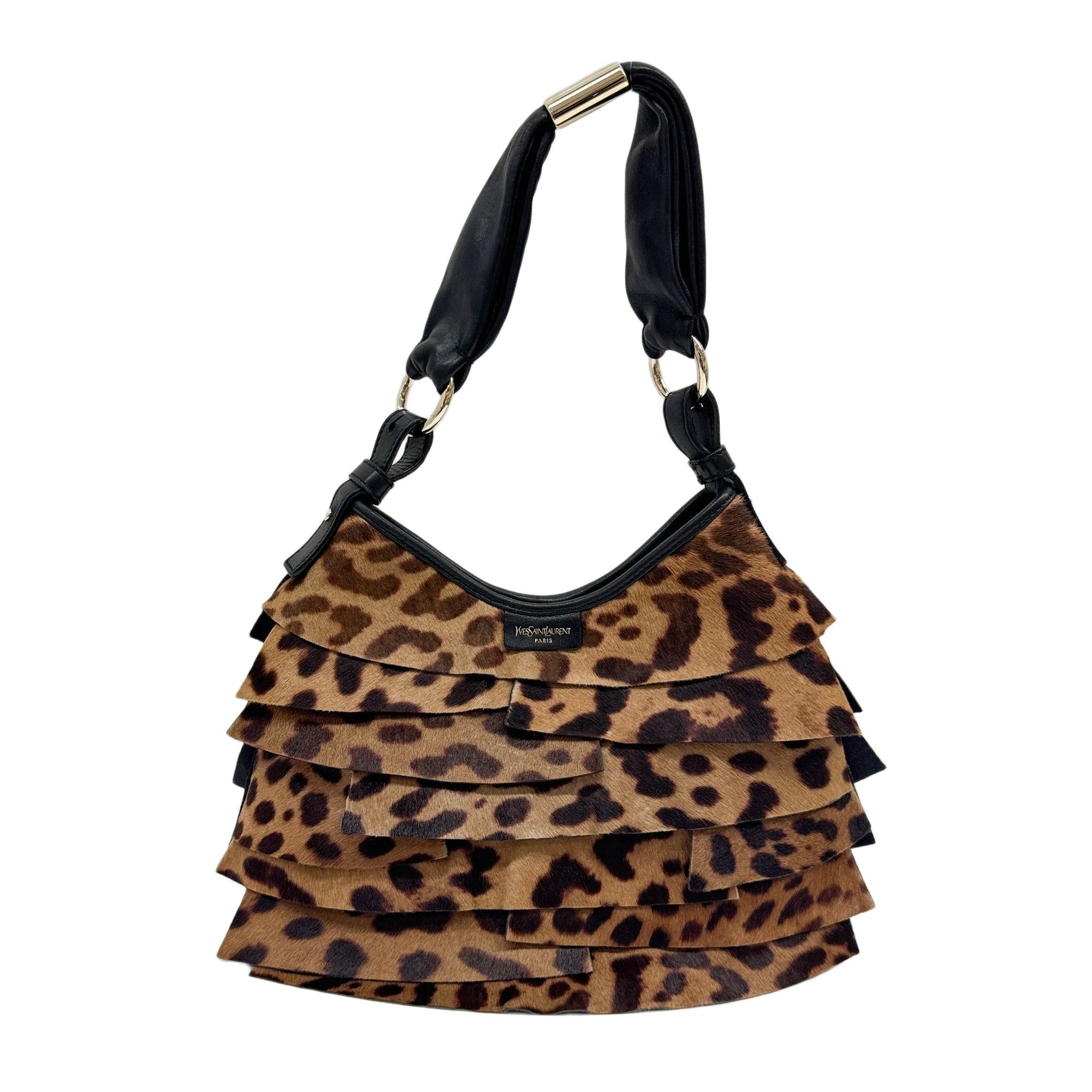 Saint Tropez Brown Cheetah Print Pony Hair Shoulder Bag