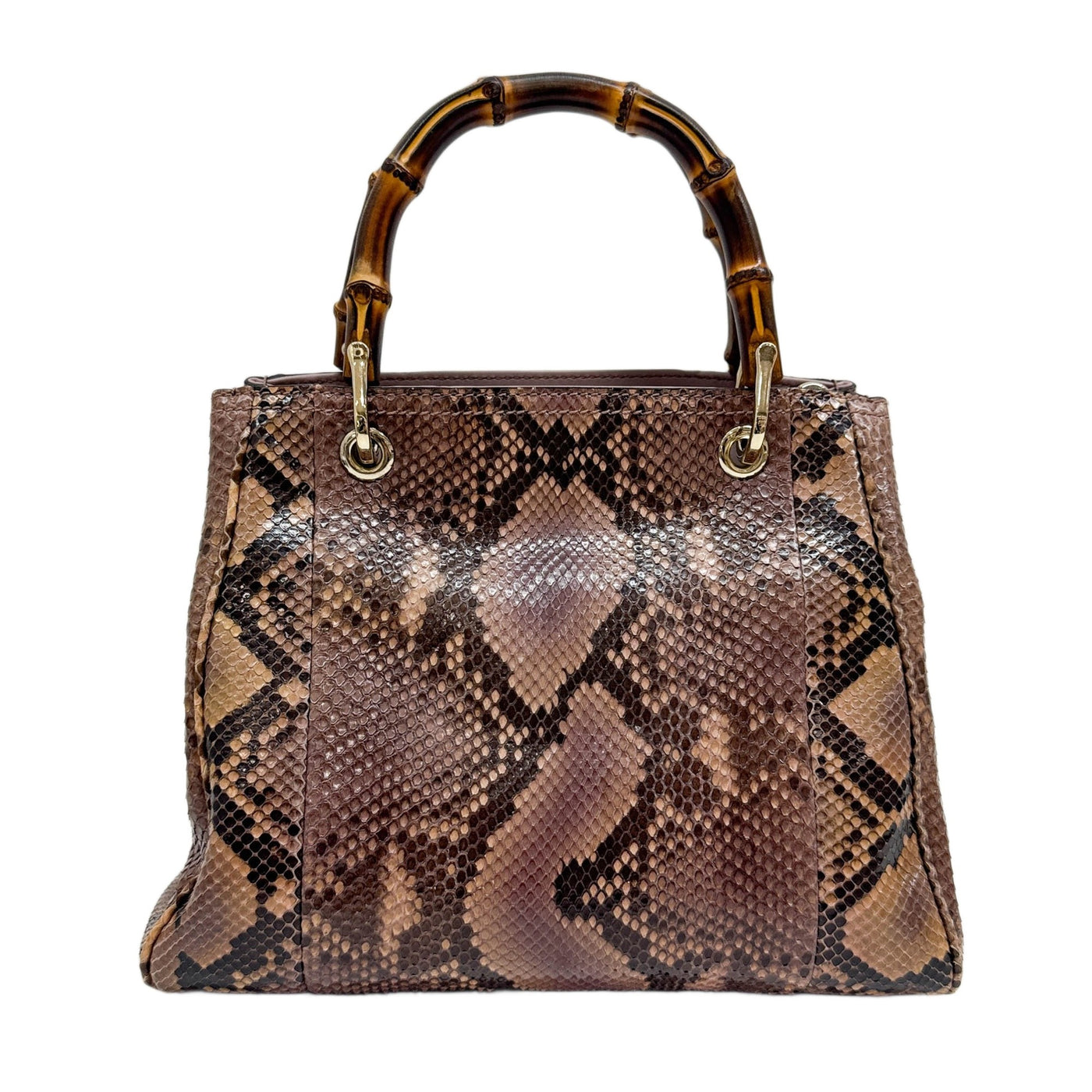 Bamboo Purple Python Embossed Leather Two Way Bag