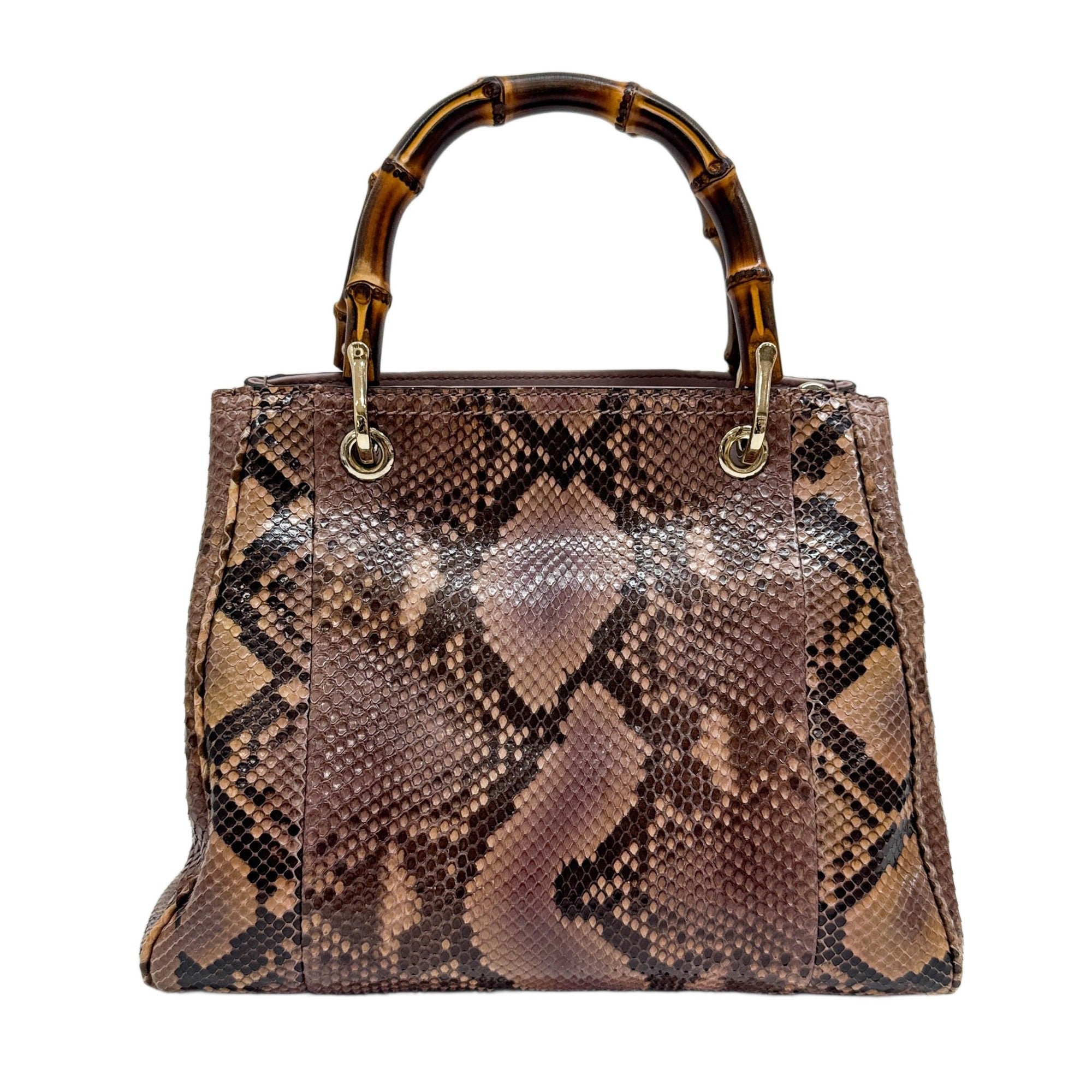 Bamboo Purple Python Embossed Leather Two Way Bag