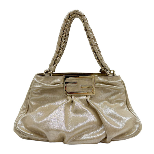Mia Champagne Leather Glitter Shoulder Bag