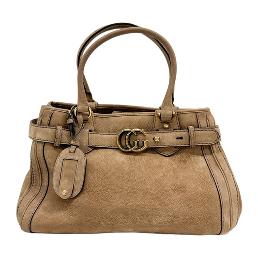 GG Running Beige Suede Shoulder Bag