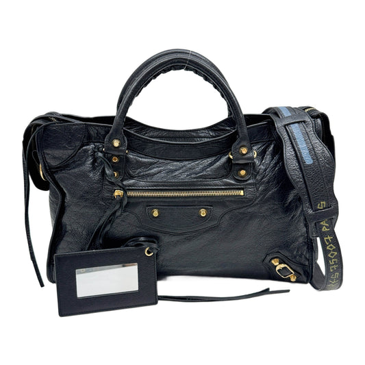 The City Black Leather Two Way Bag