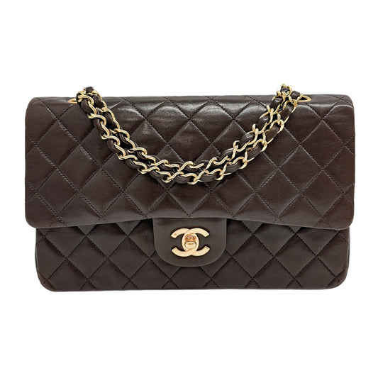 Classic Double Flap 2008-200 Matelasse Dark Brown Leather Shoulder Bag