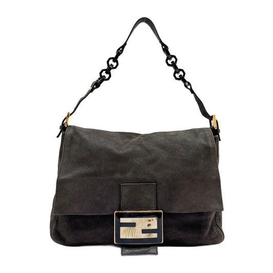 Large  Mamma Baguette Brown Glitter Leather Shoulder Bag