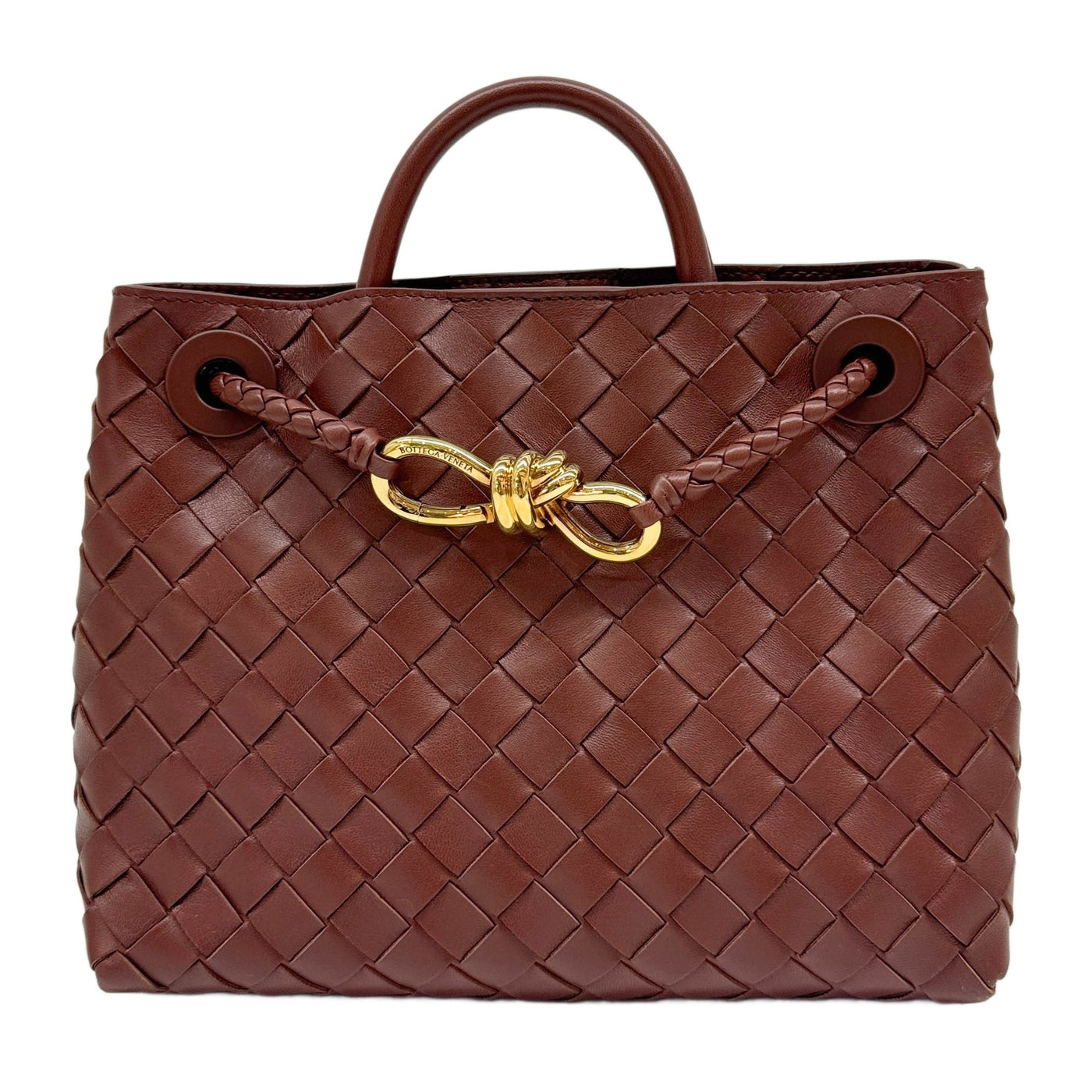 Andiamo Small Intrecciato Brown Leather Two Way Bag