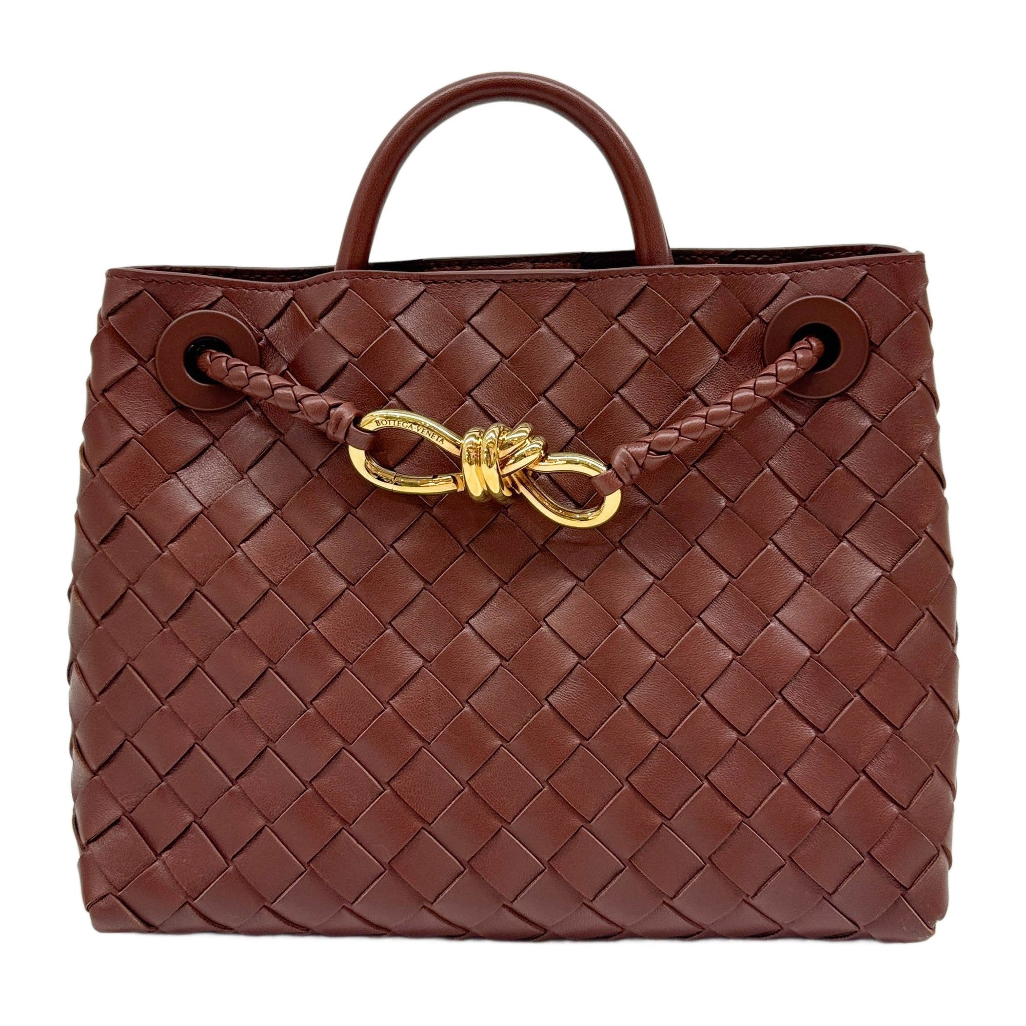 Andiamo Small Intrecciato Brown Leather Two Way Bag