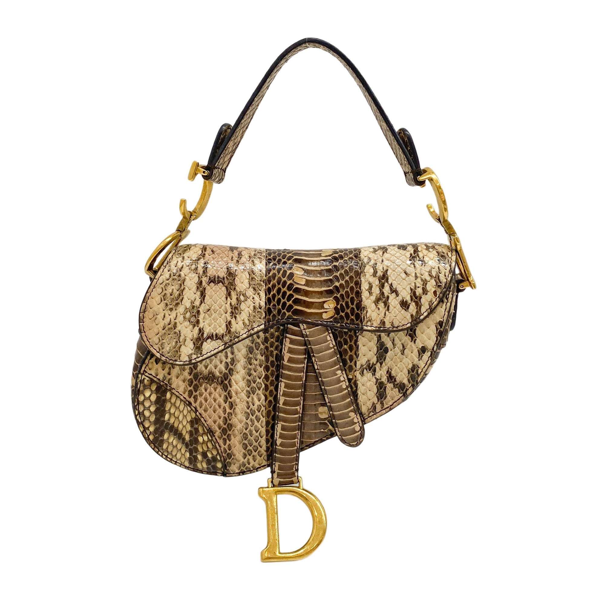 Mini Saddle Brown Embossed Python Two Way Bag