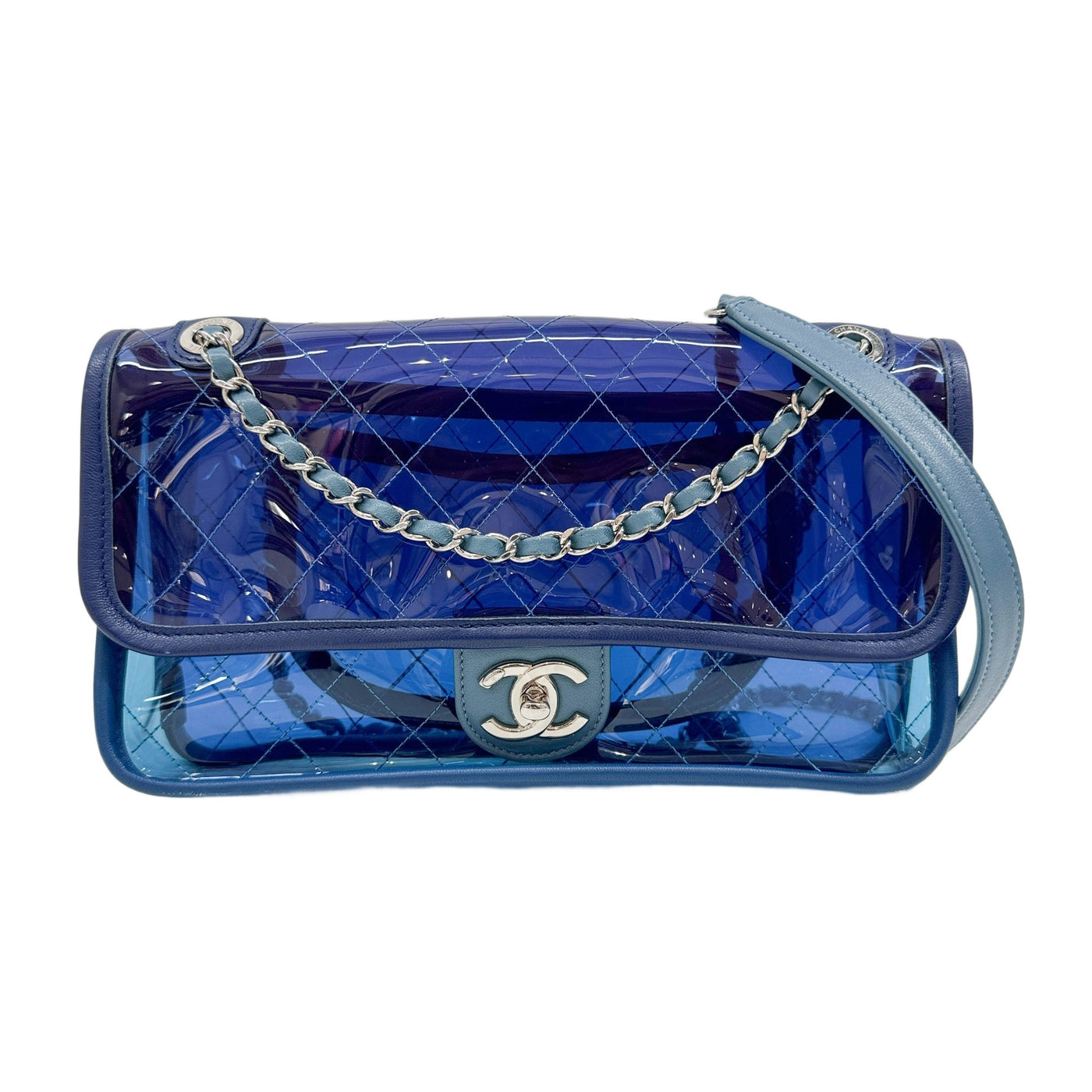 Coco Splash PVC Flap 2018 Blue Vinyl Shoulder Bag