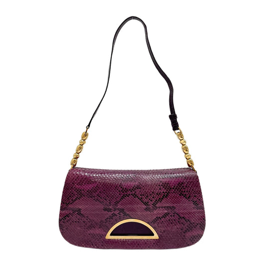 Malice Pearl Purple Python Embossed Leather Shoulder Bag