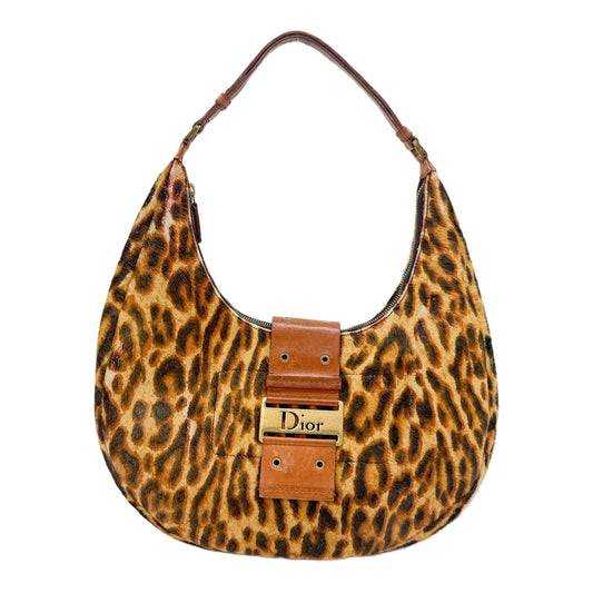 Street Chic Hobo Brown Cheetah Print Pony Hair Shoulder Bag