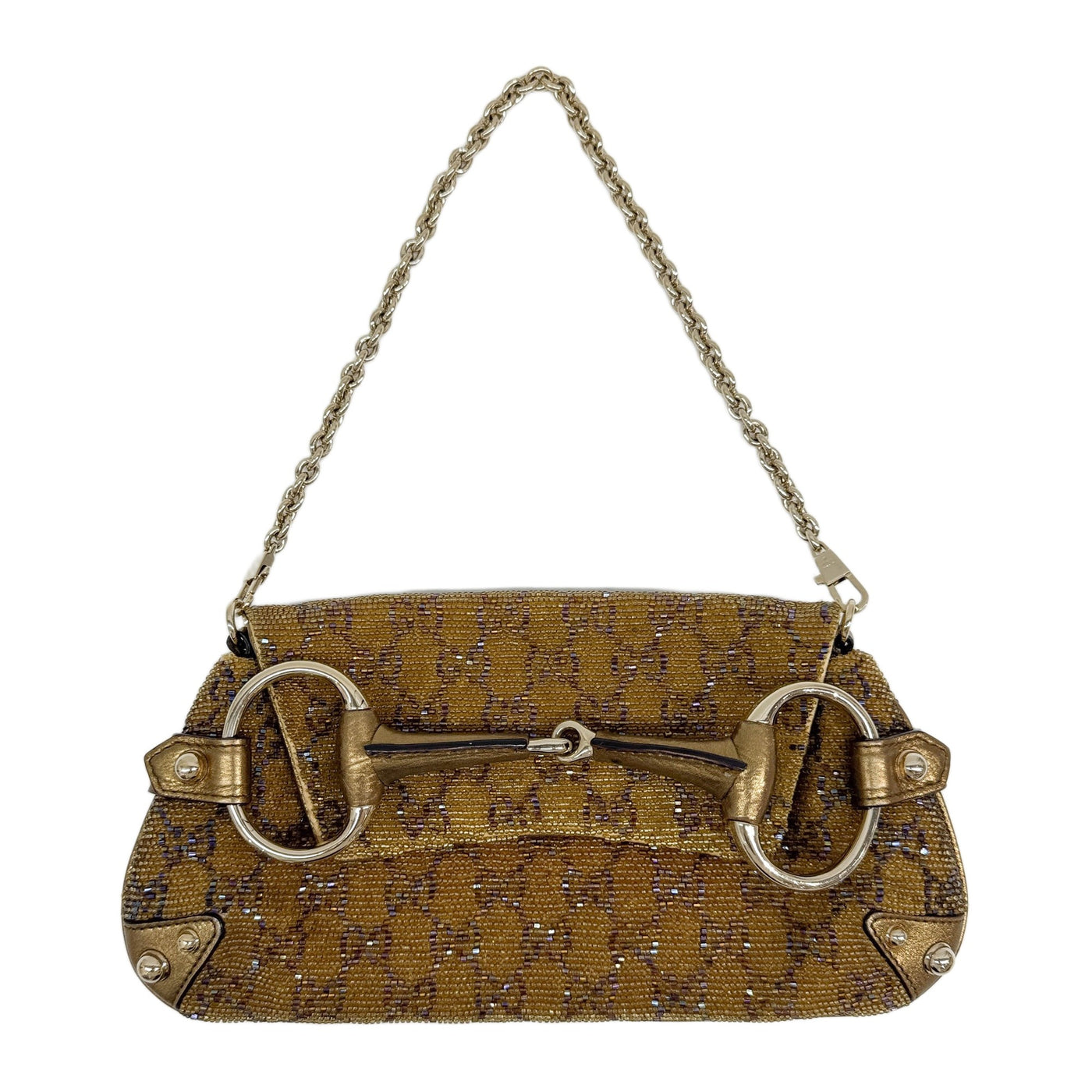 Horsebit Gold GG Beaded Chain Shoulder Bag
